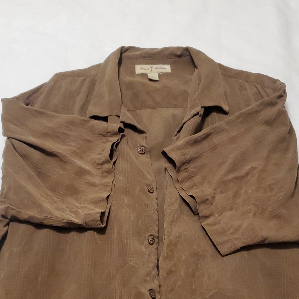 Tommy Bahama Brown 100% Silk Shirt - Picture 3 of 12